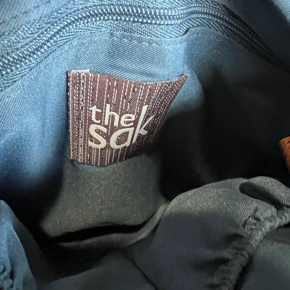 The Sak Blue Denim and Crochet Crossbody Bag Purse - Picture 7 of 8